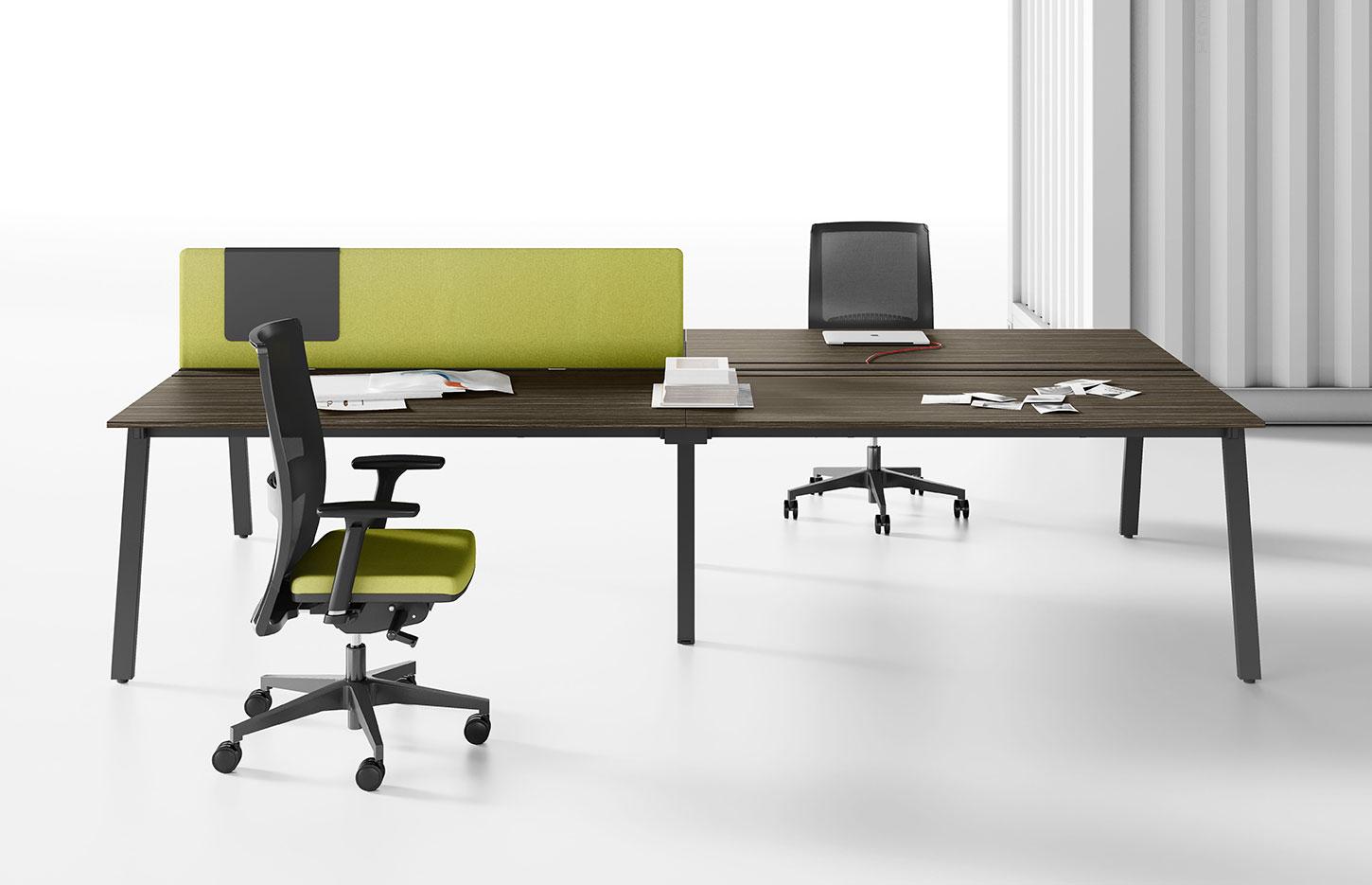 Bureau modulable open space individuel ou bench avec appui sur meuble, gamme Santis - France Bureau